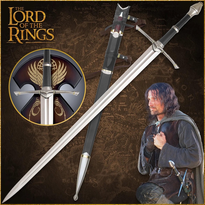 Aragorn Ranger-replica | Op Strider geïnspireerde middeleeuwse cosplayprop | Film Bilbo Baggins Ring of Power-stijl | Kerstcadeau voor hem of papa afbeelding 3