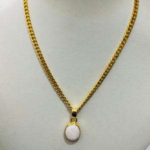 18K Gold Opal Pendant Necklace: Sterling Silver October Birthstone