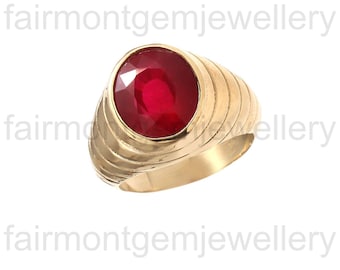 Natural Ruby Ring – 14K Yellow Gold Plated, July Birthstone