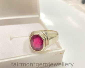 Bague rubis naturel - Rubis rouge naturel en argent sterling 925 - Bijoux rétro uniques