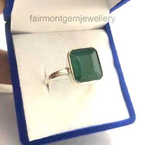 Natural Green Emerald ring |5.69Ct Emerald cut gemstone  Ring |Statement ring | Anniversary gift| May Birthstone| 925 Sterling silver Ring