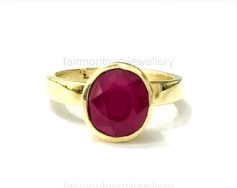 Natürlicher Rubin Ring: Vintage-inspirierter Roter Edelstein, Handgemacht