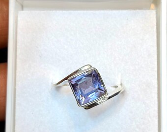 Handmade Alexandrite Solitaire Ring, 925 Sterling Silver June Birthstone