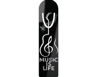 Music is Life Bookmark: Aluminum Reading Accessory, Gift for Musicians