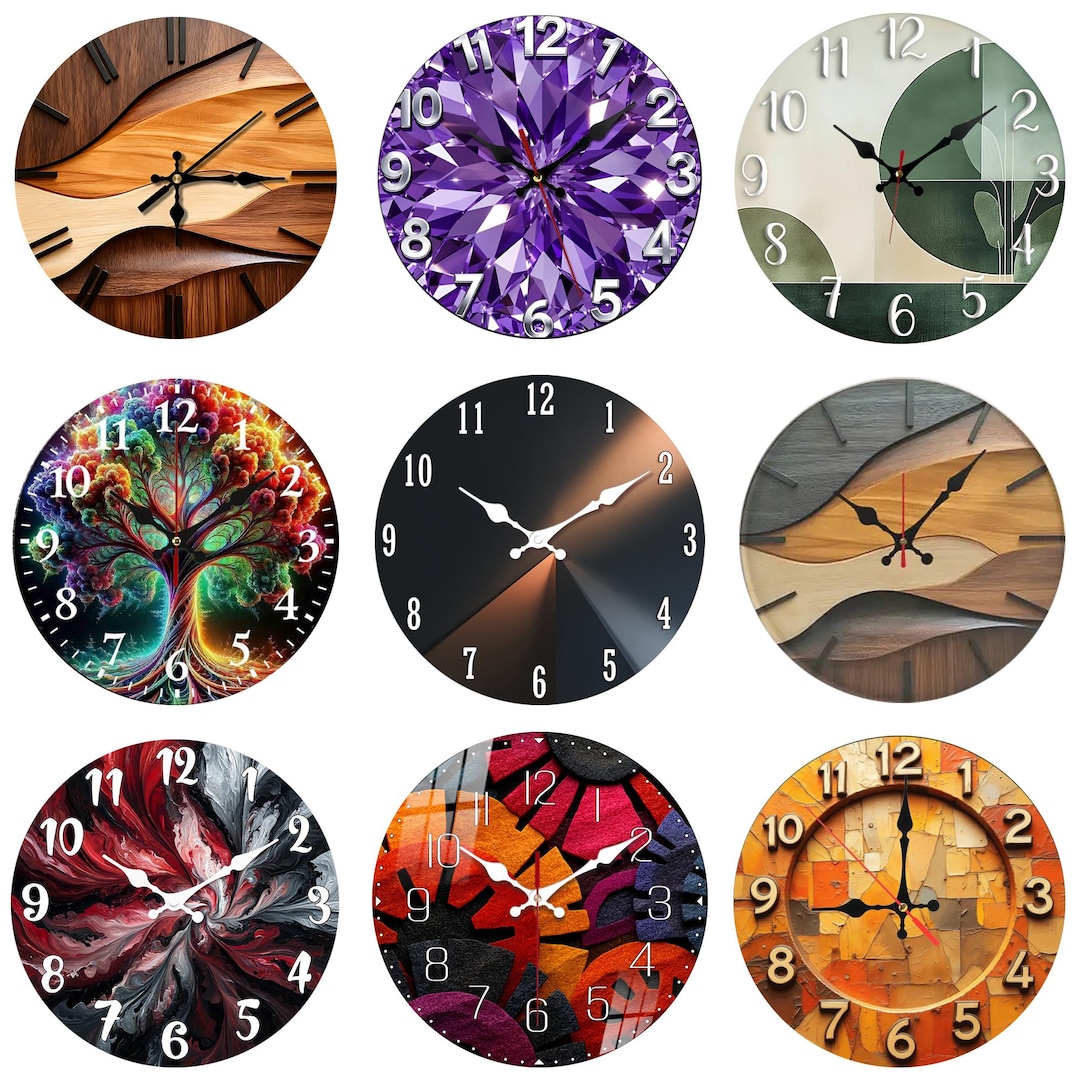 Custom Artistic Wall Clock Unique Modern Designs Abstract and Nature ...