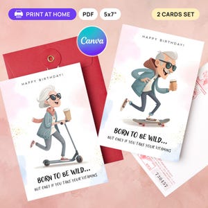 Sarkastische Geburtstagskarte: Alte Leute Humor, Canva Template (Digitaler Download)