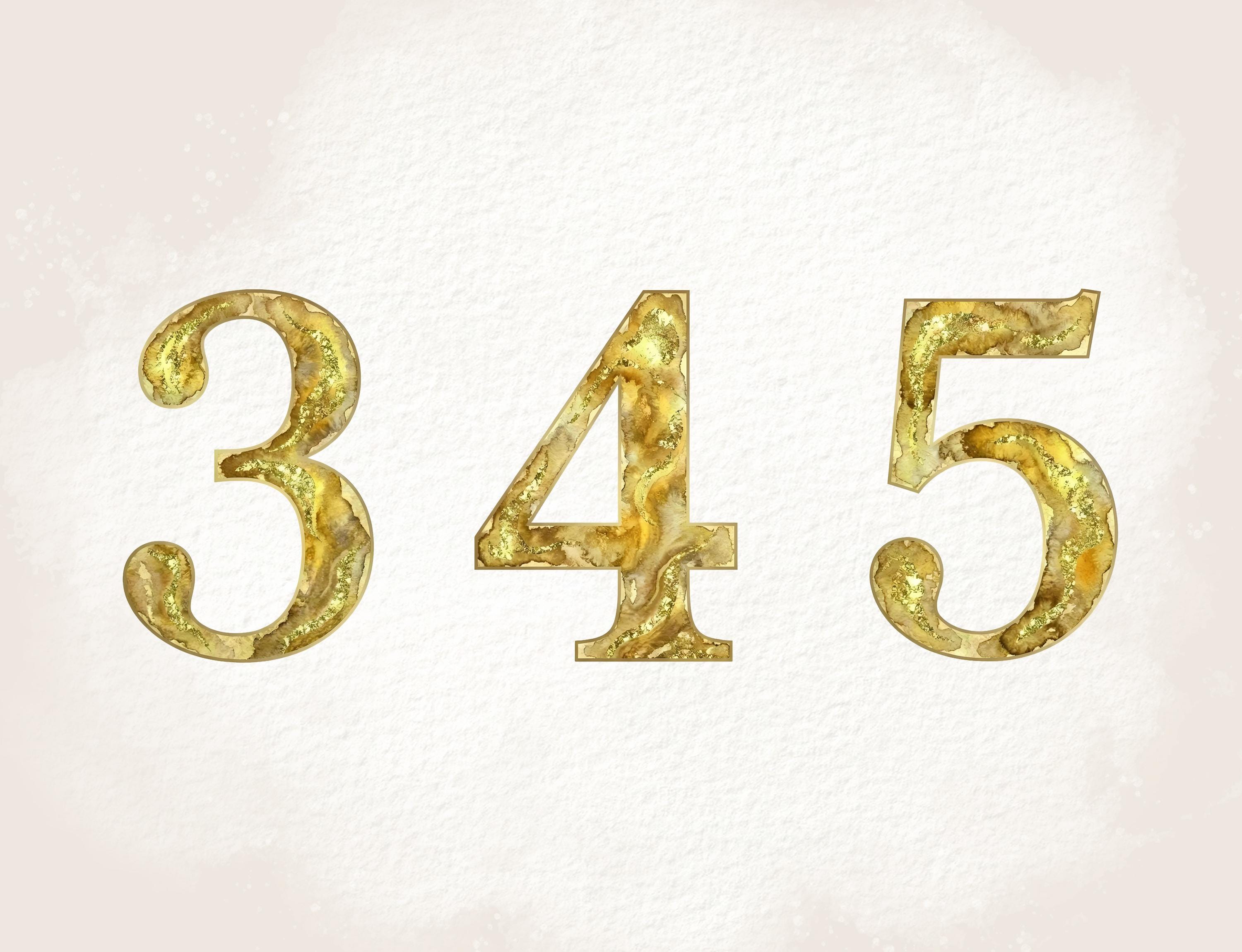 Gold Marble Numbers Clipart, Watercolor Glitter Digits 0-9, Gold Table ...