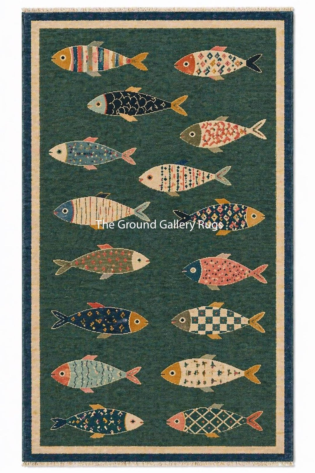 Fish Pattern Rug, Coastal Area Rug, Nautical Decor Rug, Ocean Theme ...
