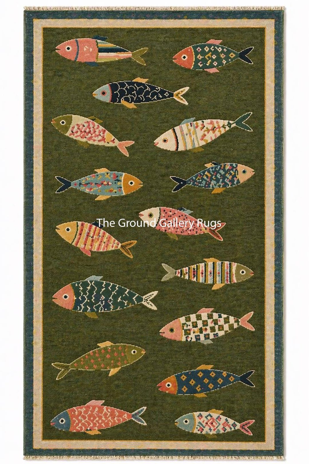 Colorful Fish Pattern Rug, Handmade Marine Design Carpet, Ocean Theme ...