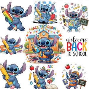 Stitch Back To School SVG Bundle, Clipart Stitch PNG, Stitch Clipart, Cute Back To School Clipart Good Quality, Digital Download