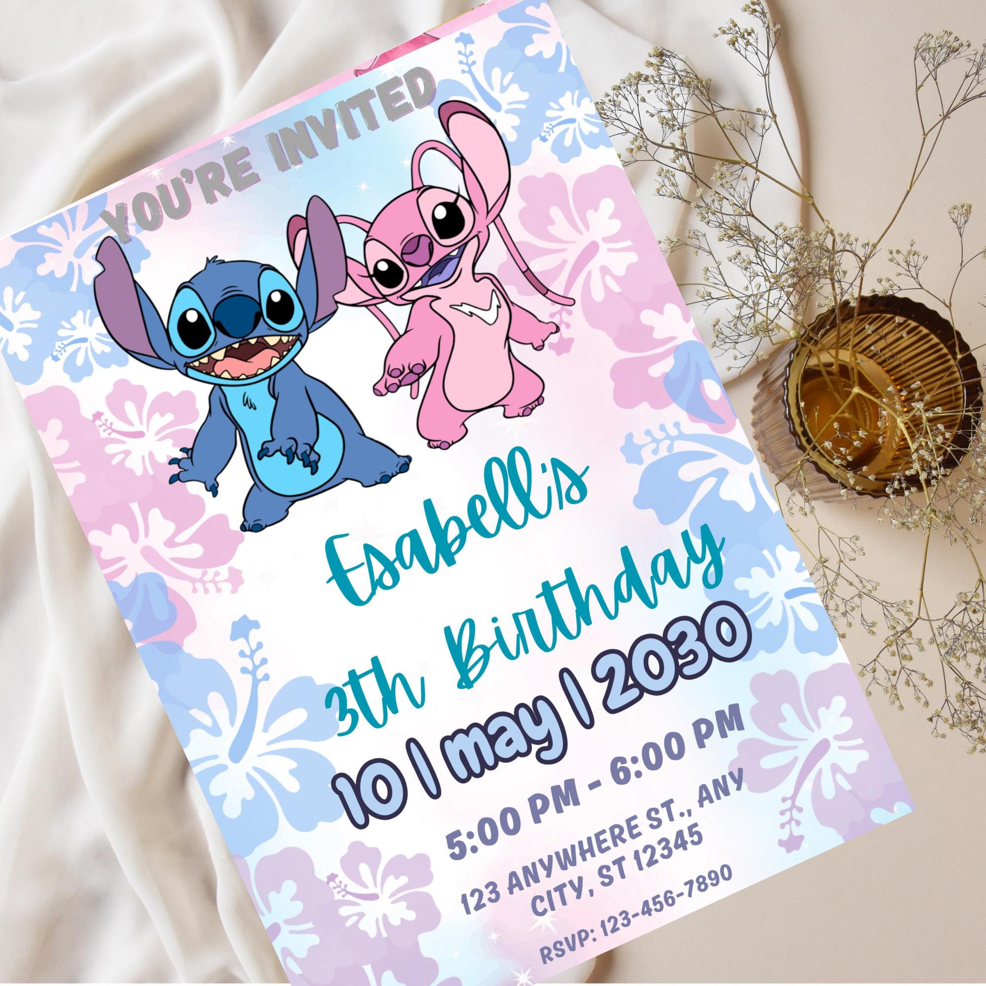 Ppc Invitation Stitch and Angel Birthday Invitation, Editable Lilo and Stitch Invite ...