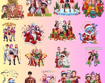 Huntrix Merry Christmas PNG,Kpop Demon Hunters Xmas Bundle,Cute Derpy Tiger Art,Saja Girls Christmas Png,Kpop Huntrix Christmas,Holiday Kpop