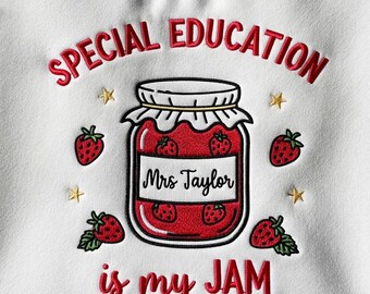 Moletom bordado "Educação Especial é a Minha Paixão", Moletom personalizado para professor de Educação Especial, Presente fofo de morango para professor