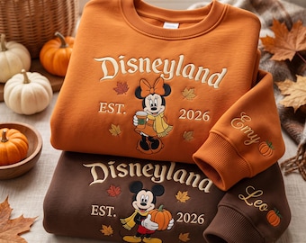 Geborduurd herfsttrui met magisch thema, bijpassende pompoentrui voor het hele gezin, Disneyland-trui voor de herfst, gezellig cadeau voor de herfstvakantie