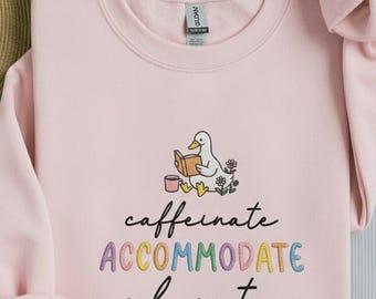 Moletom para Professor de Educação Especial, Cafeína, Acomodação, Educação, Presente para Educação Especial, Camiseta Inclusiva, Gola Redonda com Ganso Bordado, Vida de Professor