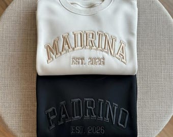 Moletom bordado combinando para madrinhas e padrinhos, presente para madrinhas e padrinhos, moletom personalizado para a família, pedido de casamento para padrinhos.