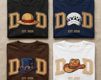 Custom Anime Dad Embroidered T-Shirt, Anime Shirt Personalized, Anime Dad Shirt, Father’s Day Gift