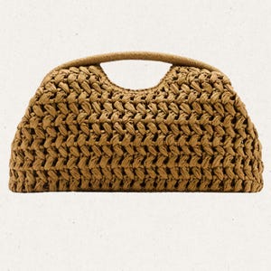 Raffia Clutch, Woven Clutch Bag, Raffia Crochet Purse, Natural Straw Evening Bag, Summer Boho Handbag - Muse & More Weave Clutch (Sand)