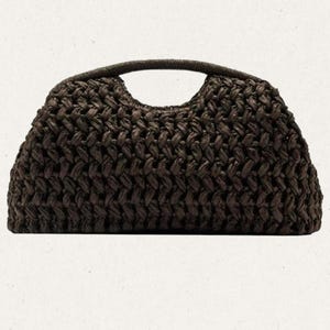 Raffia Clutch, Woven Clutch Bag, Raffia Crochet Purse, Natural Straw Evening Bag, Summer Boho Handbag - Muse & More Weave Clutch (Terra)