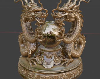 中国の龍の像 – 3Dプリント用風水置物モデル | 東洋風STL装飾