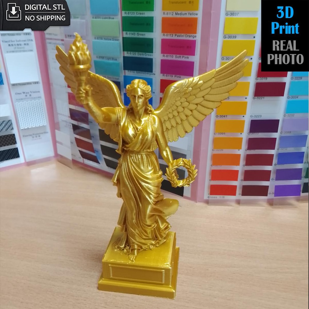 Victory Angel Statue STL | Winged Goddess With Torch | Classical