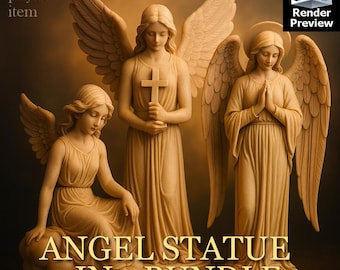 Angel Statue Set 3 in 1 – Christmas Angel Figurine Models for 3D Printing | Holiday Decor | Digital Download