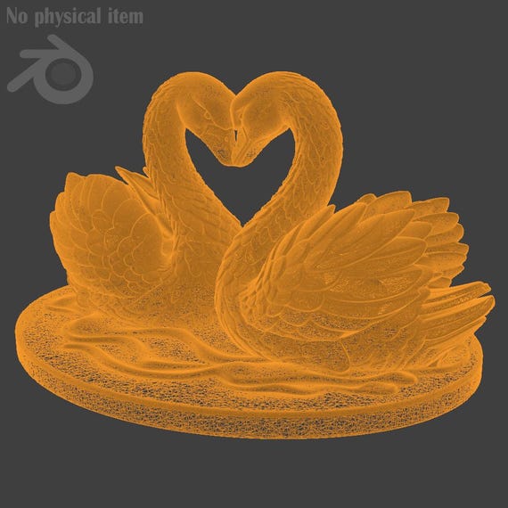 Two Swans Love Statue | February 14 Valentine's Day | Single-color