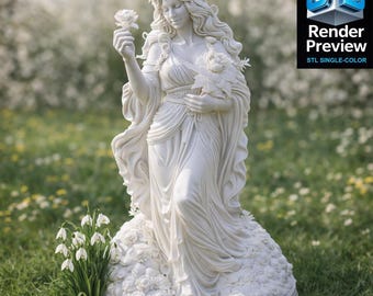 Spring Fairy Statue STL | Fantasy Fairy Sculpture | Single-Color 3D Model | Digital Download | Printable Decor