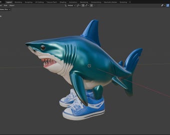 Shark in Sneakers – Funny Meme Figurine Model for 3D Printing | Cartoon STL Toy | Digital Download