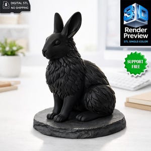 Wild American Hare STL | Realistic Wildlife Sculpture | 3D Print Model | Digital Product | No Shipping