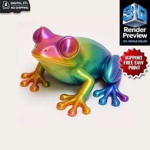 Rainbow Frog Figurine – Colorful Amphibian Model for 3D Printing | Cute STL Statue | Digital Download