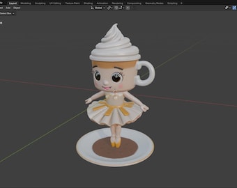 Ballerina in Cappuccino Cup – Funny Coffee Meme Figurine Model for 3D Printing | Absurd STL Toy | Digital Download