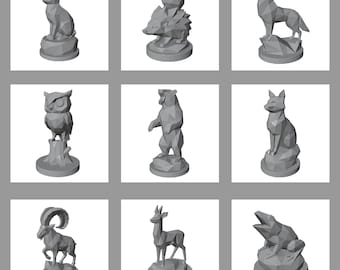 Low Poly Animal Figurine Bundle – Geometric Models for 3D Printing | Modern STL Set | Digital Download