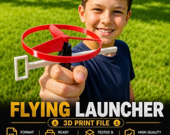 Flying Launcher STL | Helicopter Launcher Toy | 3D Print File | Kids Flying Spinner | Instant Download | No Shipping