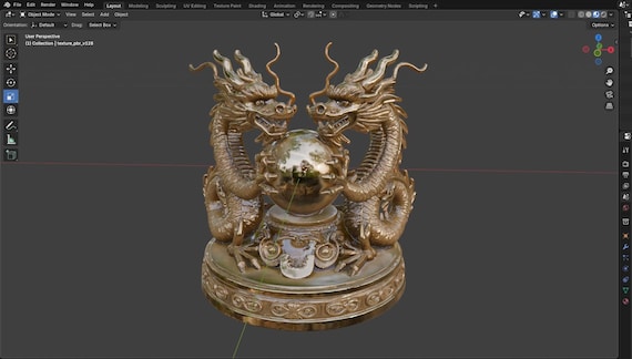 中国の龍の像 – 3Dプリント用風水置物モデル | 東洋風STL装飾