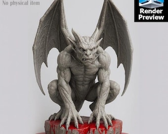 Gothic Gargoyle Statue – Detailed Gothic Model for 3D Printing | Dark Fantasy Decor | Digital Download
