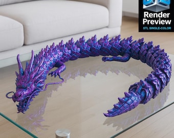 Articulated Chinese Dragon STL – Single-Color Flexible Serpentine Dragon Model | Highly Detailed Articulated Dragon | Digital Download