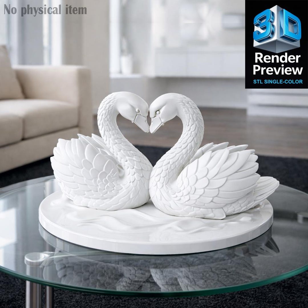 Two Swans Love Statue | February 14 Valentine's Day | Single-color