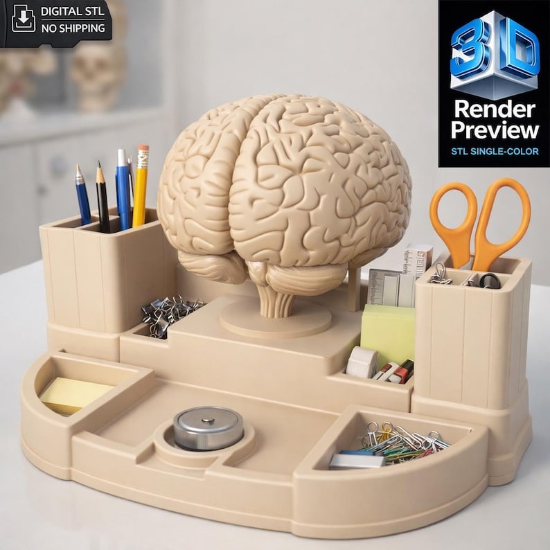 Organizzatore medico cerebrale STL / Modello di stampa 3D digitale / Organizzatore da scrivania medico / Colore singolo immagine 1