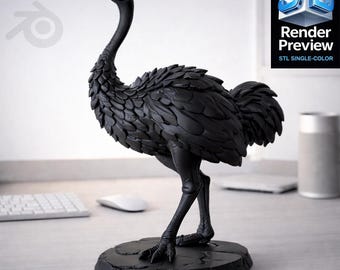 Australian Ostrich STL | Realistic 3D Print Model | Bird Sculpture File | Digital Download | No Shipping