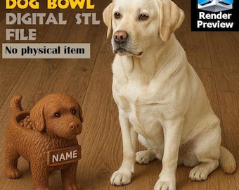 Personalized Dog Bowl – Custom Pet Name Model for 3D Printing | Cute STL Dish | Digital Download