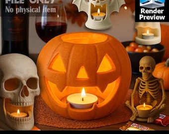 Paquete de portavelas de Halloween: modelos espeluznantes para impresión 3D / Conjunto STL gótico / Descarga digital
