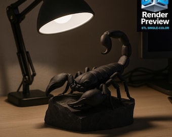 Scorpion Statue STL – Single-Color 3D Model on Rock Base | Decorative Scorpion Figure | Digital Download