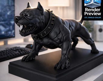 American Pit Bull Terrier STL | Dog Statue 3D Print File | Digital Product | No Shipping