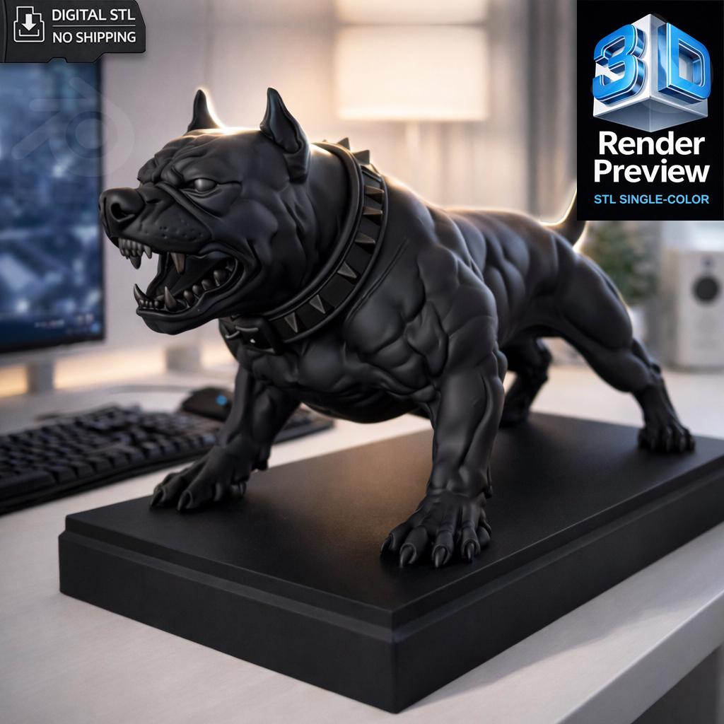 American Pit Bull Terrier STL | Dog Statue 3D Print File | Digital