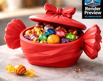 Candy Bowl STL | Candy Container Box | Sweet Storage Organizer | Kitchen Decor | Gift Box | 3D Print Model | Digital Download | No Shipping