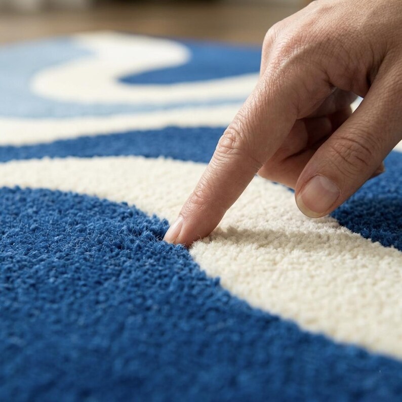 Ocean Wave Rug Blue, Hand Tufted Wool Carpet, Modern Abstract Designer ...