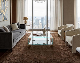 Hand Tufted Wool Rug-Modern Abstract Brown Area Handmade Contemporary Carpet, Custom Living Room Rug.