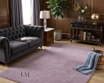 Hand-Tufted Wool Rug: Modern Abstract Pastel Lavender Artisan Rug - 5x8, 8x10