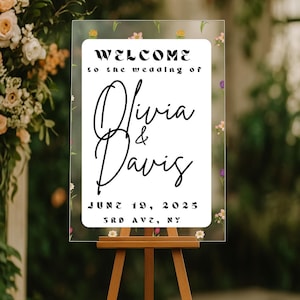 Acrylic Wedding Welcome Sign Personalized – Clear, Frosted, Mirror Gold, Silver Welcome Sign for Wedding, Engagement Bridal Shower,  Signage